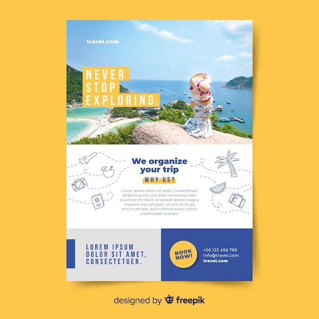 Vecteur gratuit modèle de flyer de voyage