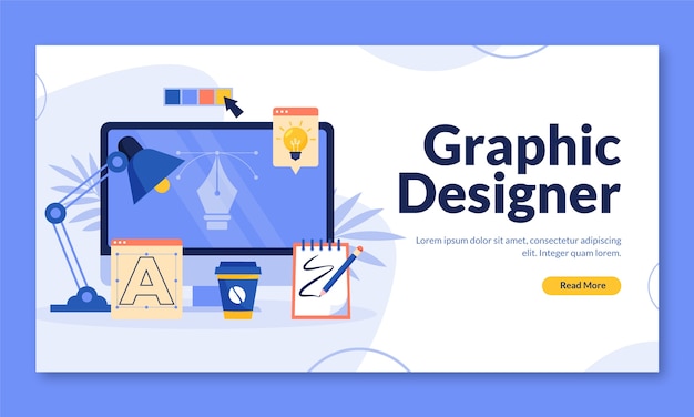 Vecteur gratuit modèle de graphiste design plat