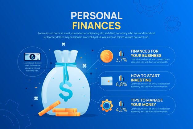 Modèle d'infographie de conseils sur les finances dégradées