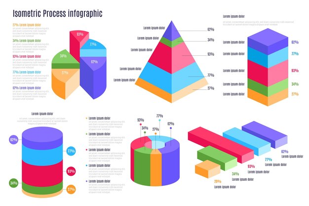 Modèle d'infographie de processus isométrique