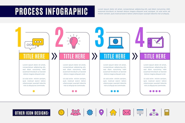 Vecteur gratuit modèle d'infographie de processus plat