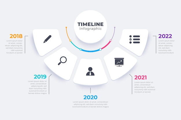 Modèle infographique de chronologie plate