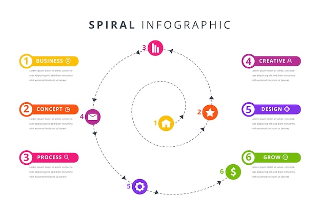 Vecteur gratuit modèle infographique en spirale