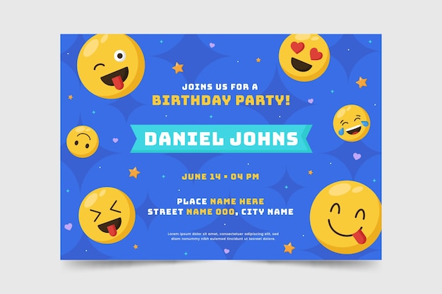 Modèle d'invitation d'anniversaire Emoji