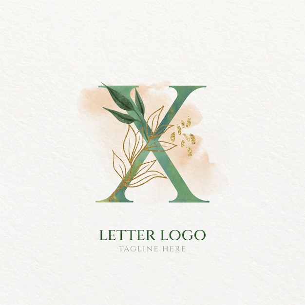 Vecteur gratuit modèle de logo aquarelle x lettre