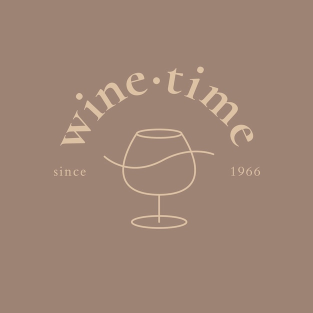 Vecteur gratuit modèle de logo de bar à vin avec illustration minimale de verre à vin