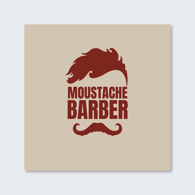 modèle de logo de barbier à moustache plat et monocolore