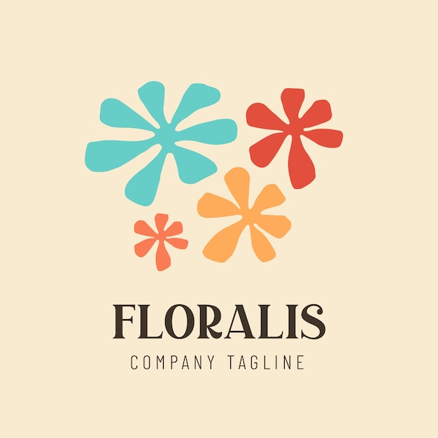 Modèle de logo floral rétro coloré