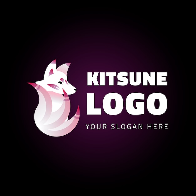 Vecteur gratuit modèle de logo kitsune dégradé