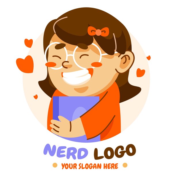 Modèle de logo nerd créatif design plat