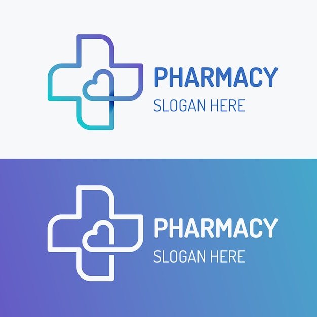 Vecteur gratuit modèle de logo de pharmacie dégradé