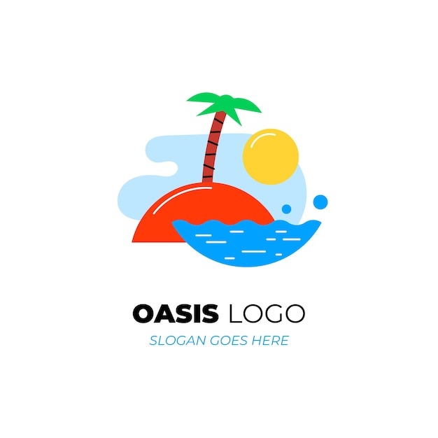 Vecteur gratuit modèle de logo plat oasis