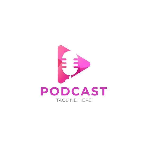 Modèle de logo de podcast rose