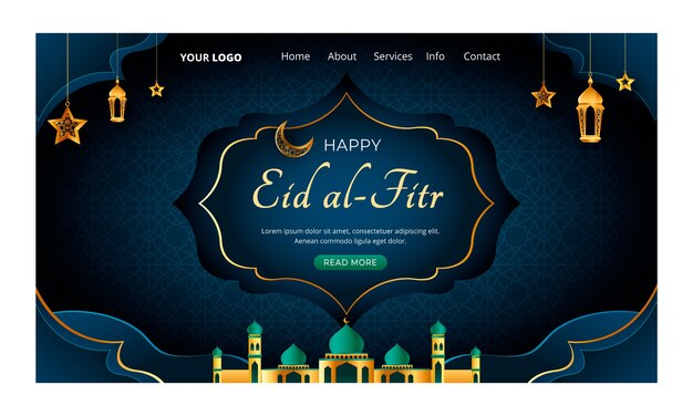 Modèle de page de destination eid al-fitr de style papier