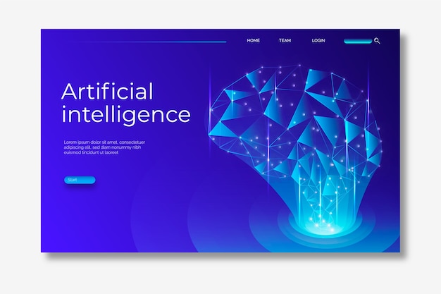 Vecteur gratuit modèle de page de destination d'intelligence artificielle