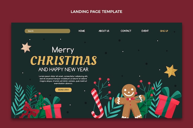 Modèle de page de destination de noël plat