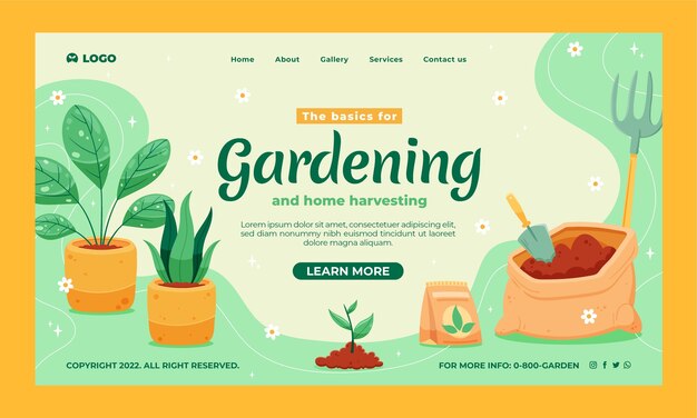 Modèle de page de destination pour le jardinage et la culture