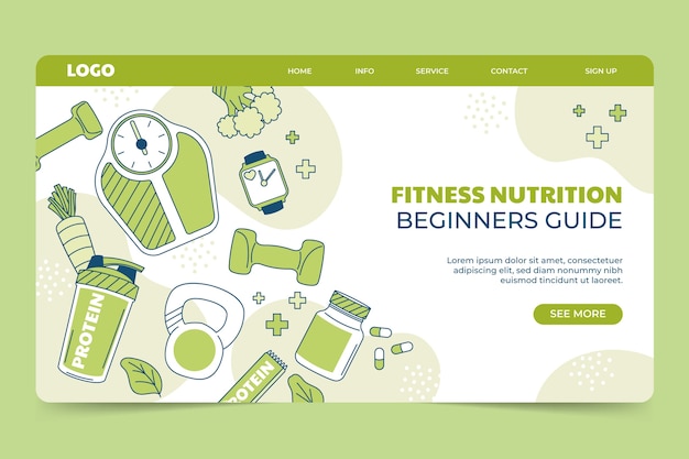 Vecteur gratuit modèle de page de destination pour la nutrition de remise en forme