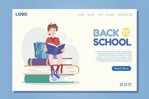 Vecteur gratuit modèle de page de destination de retour à l'école