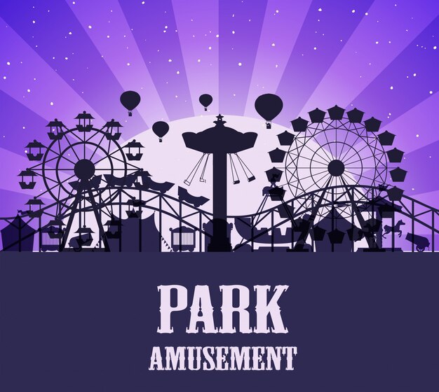 Un modèle de parc d&#39;attractions silhouette