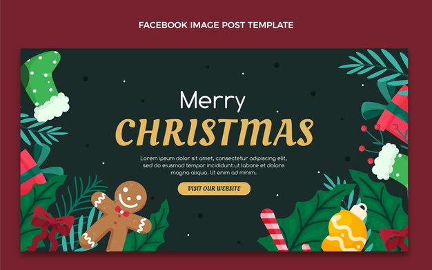 Modèle de publication de médias sociaux de noël plat