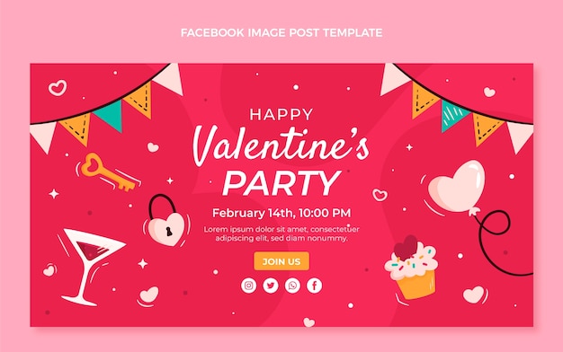 Modèle de publication sur les réseaux sociaux pour la saint-valentin