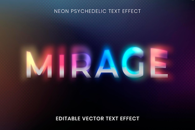 Modèle vectoriel d'effet de texte modifiable, typographie psychédélique au néon