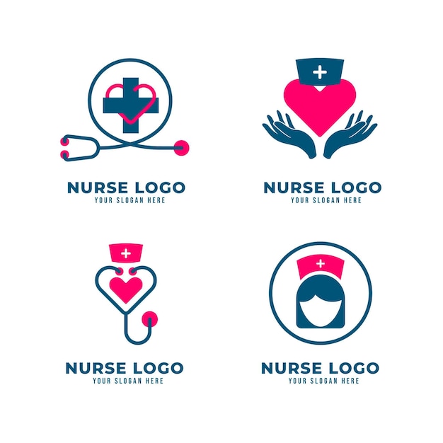 Vecteur gratuit modèles de logo d'infirmière créative