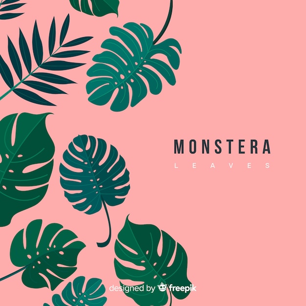 Vecteur gratuit monstera dessiné à la main laisse tomber fond