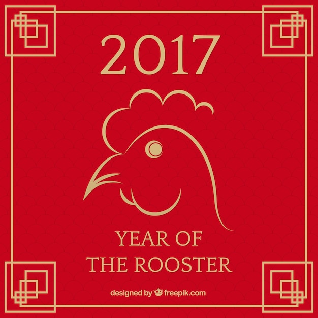 Vecteur gratuit nouvel an chinois 2017, arrière-plan avec un coq