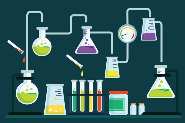 Objets de laboratoire scientifique dessinés à la main