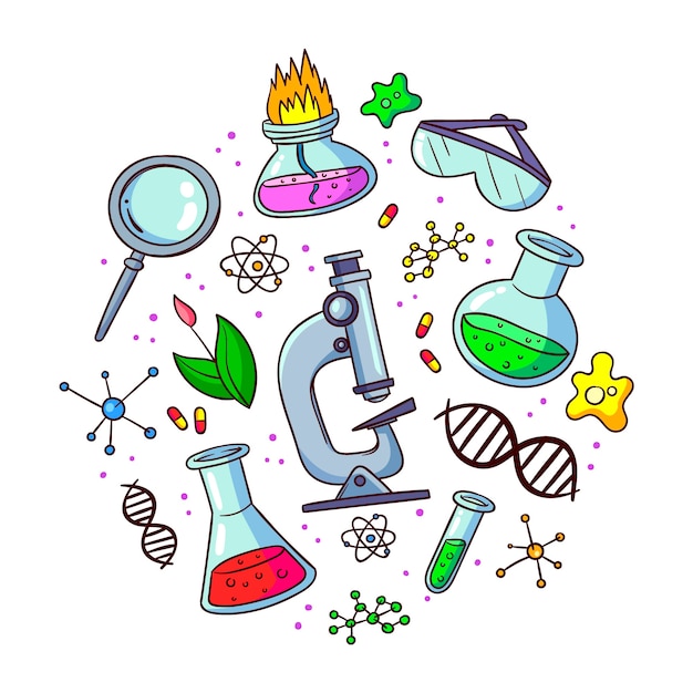 Vecteur gratuit objets de laboratoire scientifique