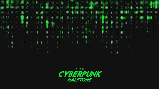 Vecteur gratuit onde sonore de demi-teinte cyberpunk vert abstrait