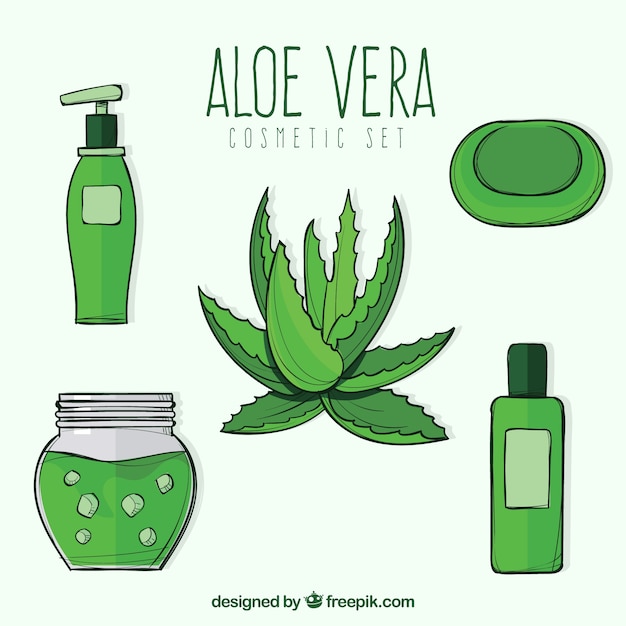 Vecteur gratuit pack d&#39;aloe vera à la main