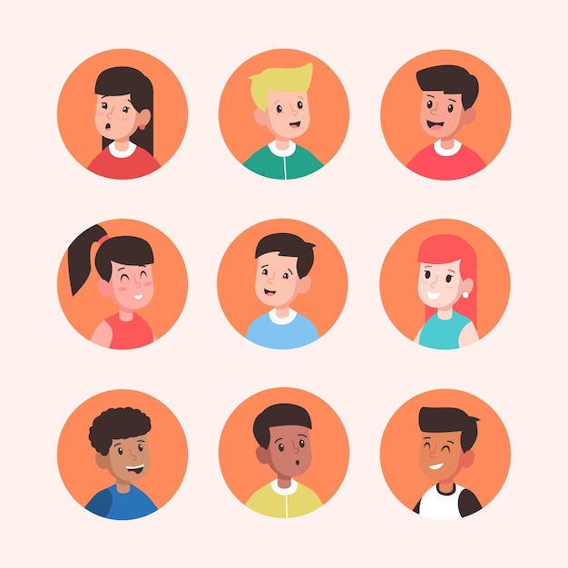 Vecteur gratuit pack d'avatars de personnes différentes