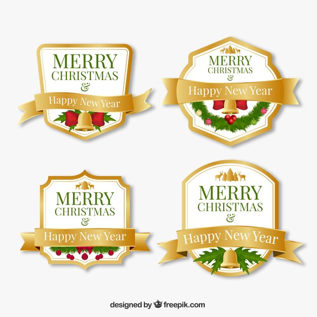 Pack de badges de noël or