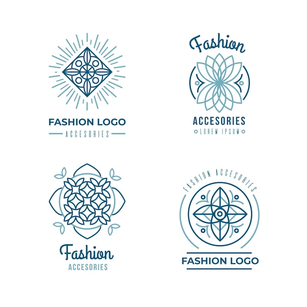 Pack de logo d'accessoires de mode design plat