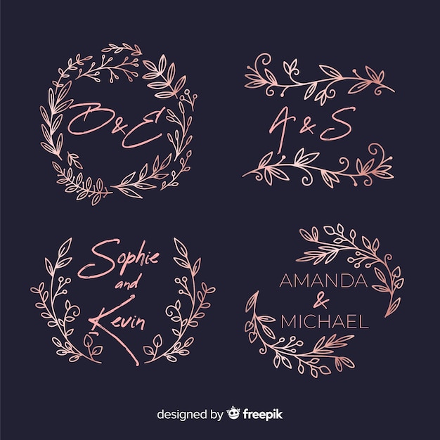 Pack de logos de monogramme de mariage