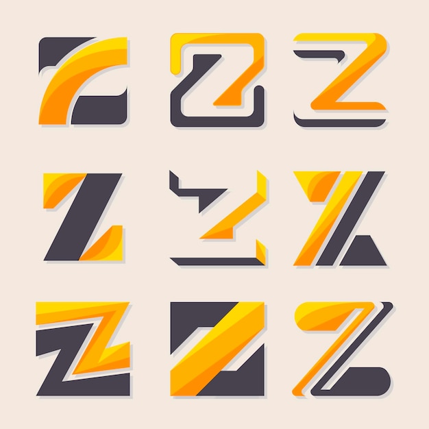 Pack de modèles de logo lettre z design plat