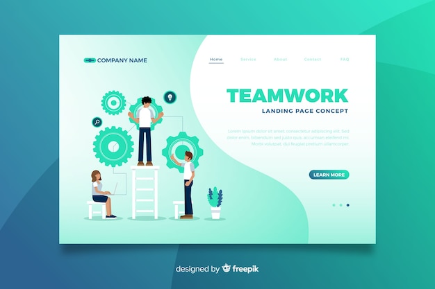 Page d'atterrissage de la plateforme en ligne Teamwork