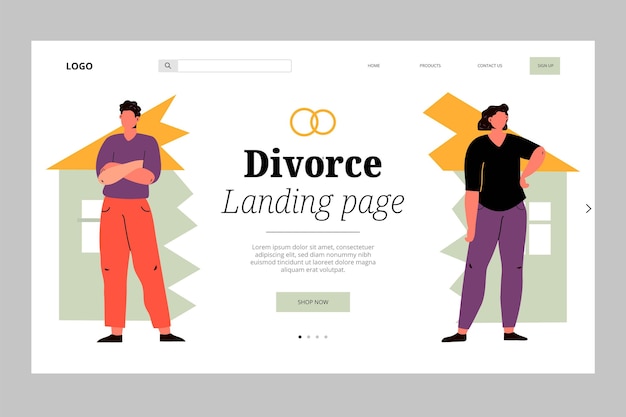 Page de destination du concept de divorce