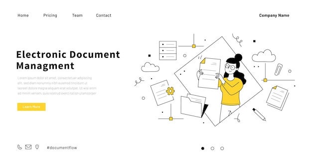 Vecteur gratuit page de destination de la gestion électronique des documents