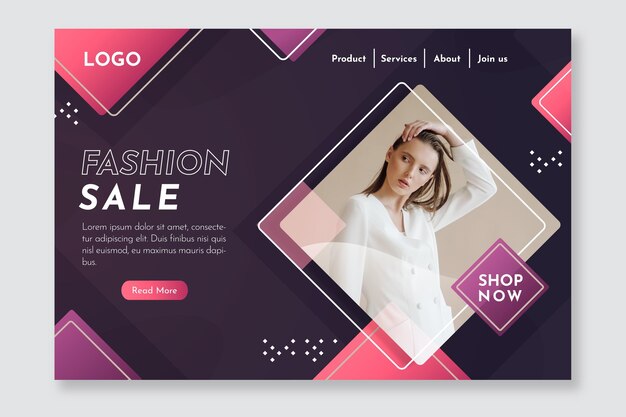 Page de destination de vente de mode