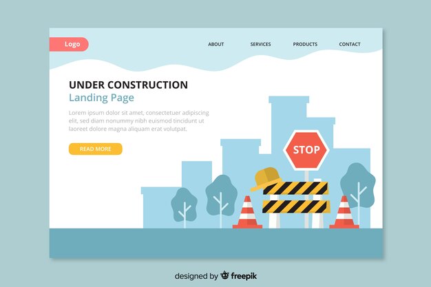 Page de destination Web en construction