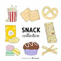 Vecteur gratuit paquet de snacks savoureux