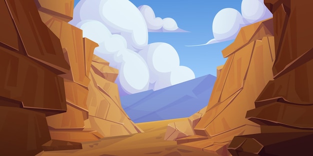 Vecteur gratuit paysage désertique avec vecteur de dessin animé de roche de canyon