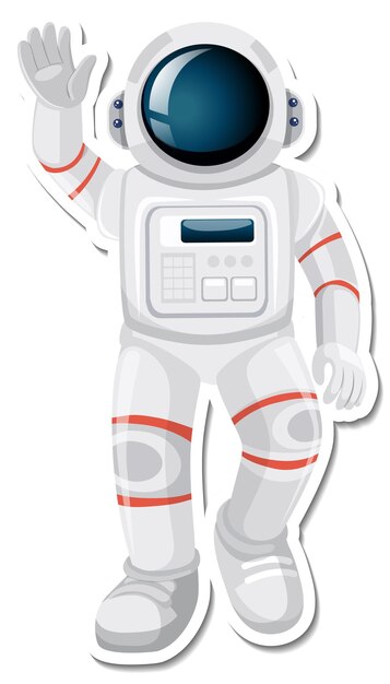 Personnage de dessin animé d'astronaute ou d'astronaute dans le style d'autocollant