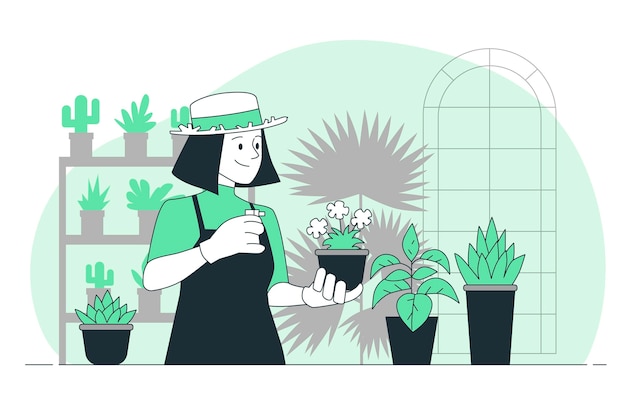 Personnes prenant soin de l & # 39; illustration de concept de plantes