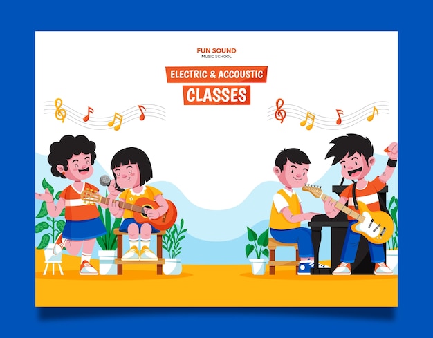 Vecteur gratuit photocall de l'école de musique dessiné à la main