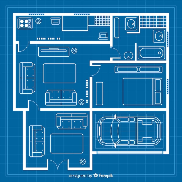 Vecteur gratuit plan moderne et numérique d'une maison